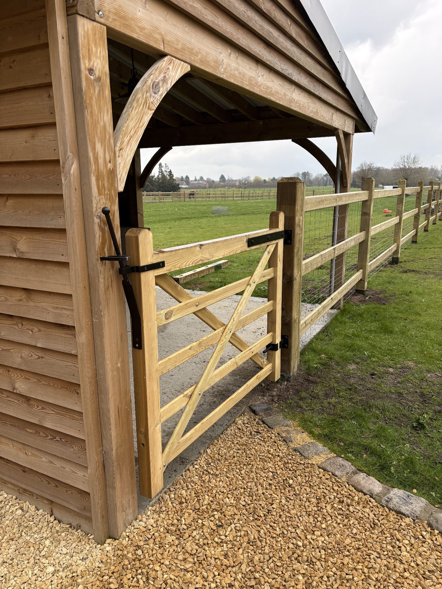 Pine pasture gate at a barn